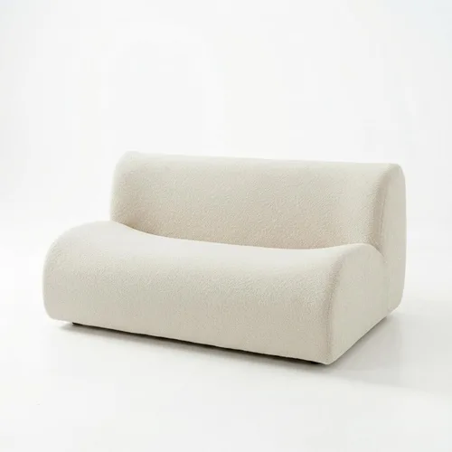 Vista 21 de Sofá individual modular curvado, sofá sherpa de espuma de 33 pulgadas, cómodos sofás de peluche para espacios pequeños, sofás modulares modernos