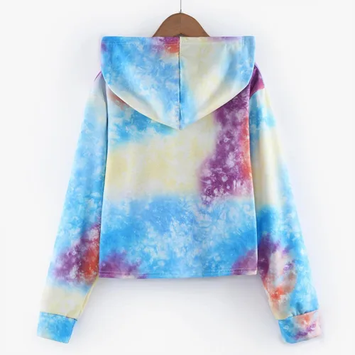 Vista 3 de Dreamyth Sudaderas con capucha para niña con estampado de teñido anudado, lindas y con estampado de feliz, para niños pequeños