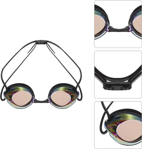 Vista 6 de GLEAVI Adult Swim Goggles Anti-fog Swimming Glasses with Nose Cover, Black Professional Pool Goggles for Men and Women Water Sports