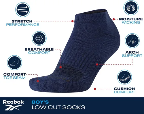 Vista 3 de Reebok Calcetines básicos de corte bajo para niños (6 unidades)