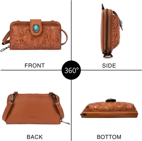 Vista 7 de Bolso de mano para mujer, bolso grande con asa superior, bolso de hombro con bolsas cruzadas pequeñas, carteras vintage occidentales en relieve