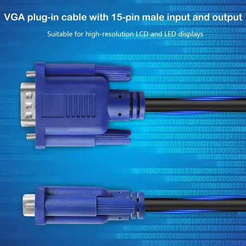 Vista 5 de Cable de monitor VGA a VGA HD15 macho a macho para TV computadora proyector (1.5 pies)