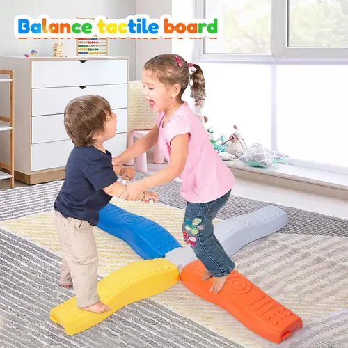 Vista 4 de Kids Balance Beam and Stepping Stones, 8 Pcs Toddler Balance Beam, Non-Slip Plastic Stepping Stones, Sensory Toys for Toddlers, Kids,Active Play for
