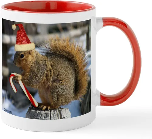Vista 8 de CafePress Taza navideña de ardilla de 11 oz (11.0 fl oz) taza de café de cerámica