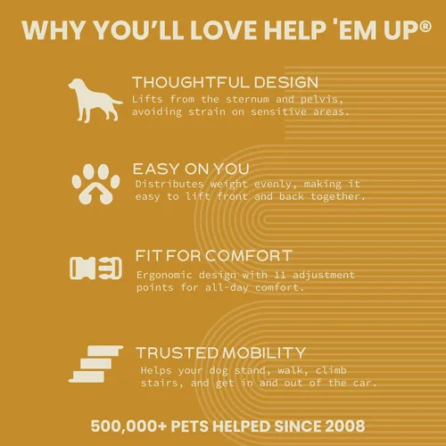 Vista 5 de Help 'Em Up® - Arnés de elevación para perros │ Arnés de elevación ajustable para perros │ Soporte de cuerpo completo, soporte de pierna trasera