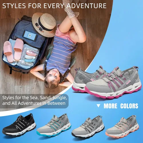 Vista 6 de Zapatos de senderismo acuático para mujer, para verano, deportes al aire libre, río, playa, anfibios, aeróbicos, natación, senderismo, senderismo