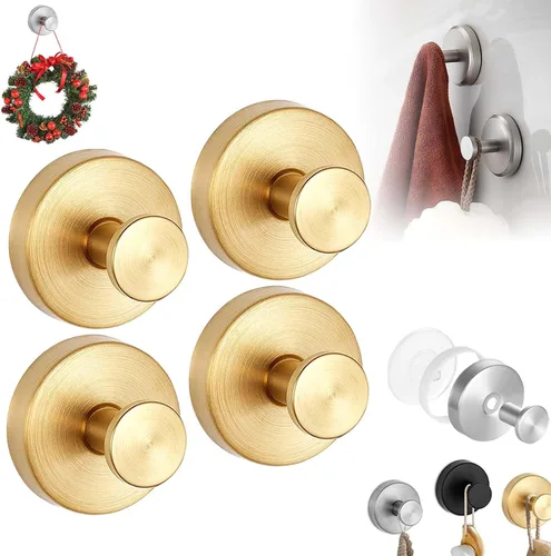 Vista 12 de Suction Cup Hooks for Wreaths on Glass, No-Drill Shower Hooks (Silver,6PCS)