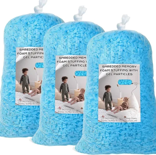 Vista 12 de Relleno de puf, relleno de espuma viscoelástica triturada de 5 libras, relleno de silla de puf, recarga de relleno para puf, relleno de saco