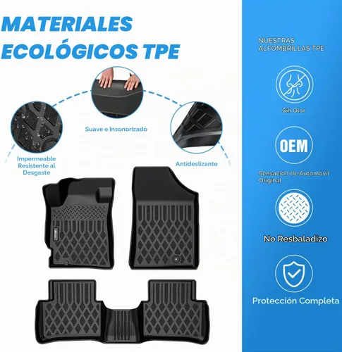 Vista 3 de Nilight Alfombrillas TPE para Nissan Altima 2007 2008 2009 2010 2011 2012 para todo tipo de clima, ajuste personalizado, forros de piso resistentes