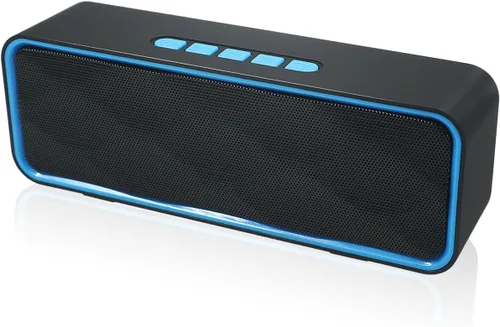 Vista 8 de Altavoz Bluetooth inalámbrico con ranura para tarjeta AUX/USB/TF, altavoz estéreo portátil para exteriores con audio HD, graves mejorados, Negro