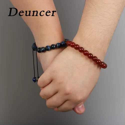 Vista 8 de Pulsera ajustable unisex con cuentas de cristal de ágata natural de 0.315in