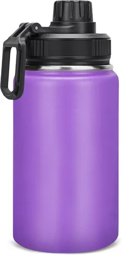 Vista 10 de Botella de agua aislada de 12 onzas, botellas de agua de acero inoxidable de doble pared aislada al vacío, boca ancha, a prueba de fugas, sin BPA
