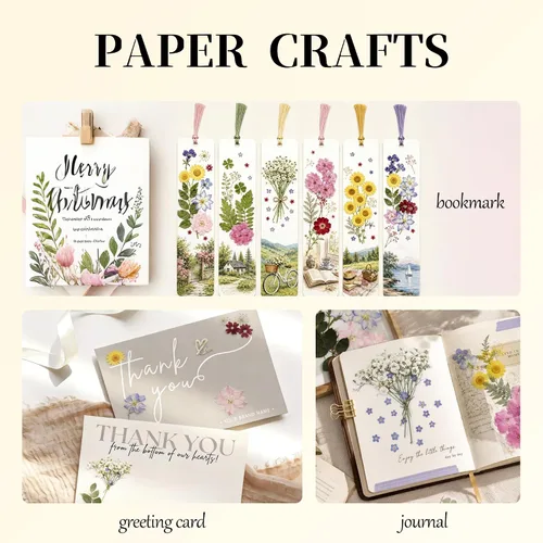 Vista 3 de 95PCS flores secas prensadas para manualidades con pinzas y bolígrafo de pegamento