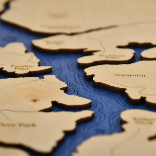 Vista 3 de Sea & Soul Deep Creek Lake - Reloj de pared de madera de 24 pulgadas, fabricado con orgullo en los Estados Unidos, arte de cartas náuticas, regalos