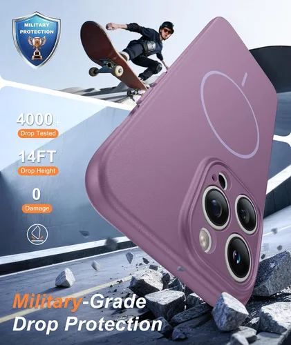 Vista 865 de FNTCASE Funda para iPhone 17 Pro: Fundas delgadas translúcidas de color azul claro compatibles con MagSafe, protección completa de la cámara