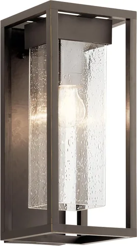 Vista 14 de Kichler Mercer 59060BSL - Lámpara de pared para exteriores de 12 pulgadas en color negro, aplique de pared exterior de 1 luz con vidrio transparente