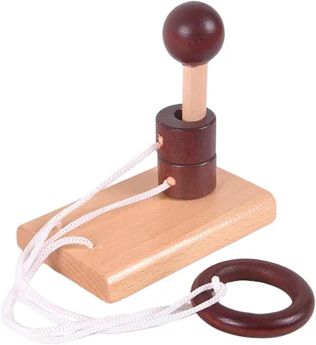 Vista 6 de Kingou Juego de 4 de rompecabezas de madera clásica cuerda de solución central juego de cerebro para adultos