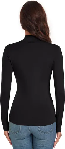 Vista 5 de Camisetas de manga larga con cuello alto falso para mujer, ajustadas, básicas, para mujer