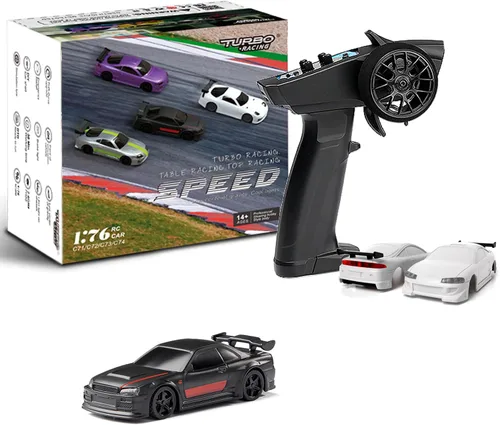 Vista 10 de FLYCOLOR Turbo Racing 1:76 C82 RC Truck Car Full Proporciontional RC Mini Sports Car Control remoto para adultos Regalo (negro)
