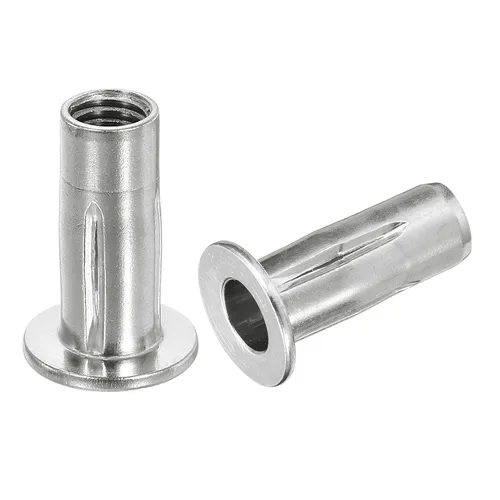 Vista 9 de uxcell M6 - Tuercas de remache de agarre múltiple, 2 piezas de vástago preabombado, cabeza plana, tuerca de inserción roscada de acero inoxidable