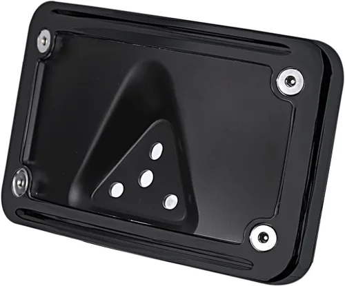 Vista 4 de Soporte de montaje de placa de matrícula negro curvado en posición horizontal para Harley de 3 agujeros (negro)
