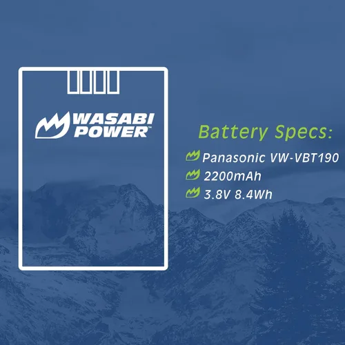 Vista 2 de Wasabi Power Batería (paquete de 2) y cargador para Panasonic VW-VBT190