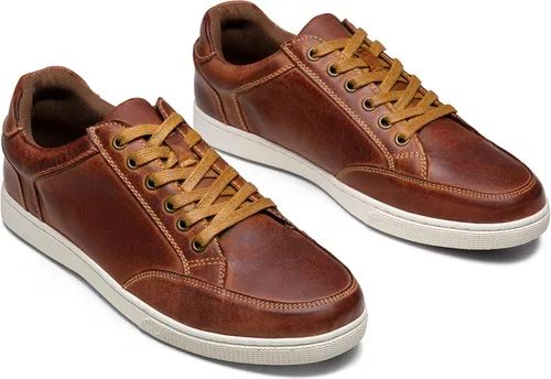 Vista 4 de Jousen Men's Sneakers Leather Casual Shoes for Men Breathable Business Casual Sneaker Retro Fashion Sneaker