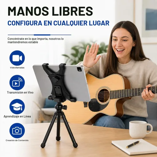 Vista 5 de Acuvar Soporte universal de trípode para tableta, adaptador de soporte ajustable para iPad, Samsung Galaxy Tab y Surface, se adapta a tabletas de 8