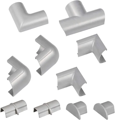 Vista 14 de D-Line Paquete de accesorios para cubierta de cable, solo para uso con longitudes de 0.78 pulgadas de ancho x 0.39 pulgadas de alto Blanco