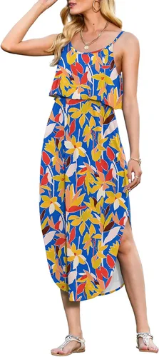 Vista 27 de LILBETTER Vestido midi de playa casual de verano para mujer con tiras ajustables y divididas 01 Negro