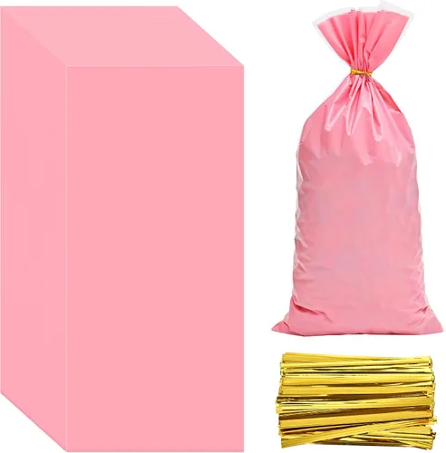 Vista 12 de Lecpeting 100 bolsas de celofán, bolsas de plástico para dulces con lazos giratorios para envoltura de regalo, cumpleaños, boda, baby shower