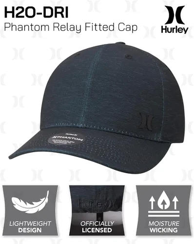 Vista 2 de Hurley Sombrero para hombre - Gorra ajustada elástica de ala curva, talla LXL, negroverde, NegroVerde
