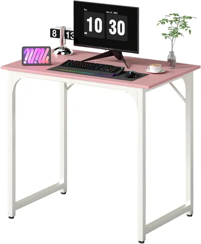 Vista 78 de PayLessHere Escritorio para computadora de 32 pulgadas Negro Escritorio de oficina con marco de metal, pies ajustables Superficie resistente