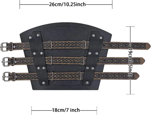 Vista 6 de HiiFeuer Brazaletes de cuero sintético medieval vintage, hebilla retro que sujeta los protectores de brazos mercenarios, guanteletes de caballero