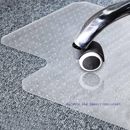 Vista 3 de Tapete resistente grueso y resistente transparente para sillas de pelo bajo y mediano, tamaño 36 x 48 pulgadas con borde