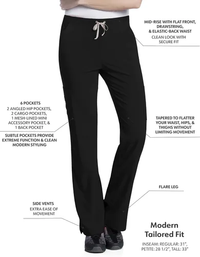 Vista 2 de Landau Women's Urbane Performance Tailored Fit Stretch 6-pkt Cargo Scrub Pants 9312
