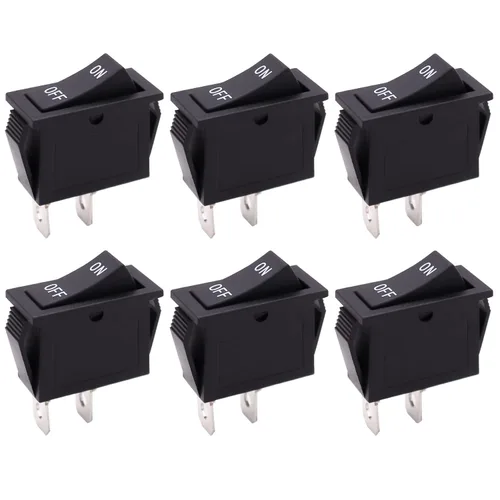 Vista 25 de mxuteuk 5 unids Snap-in AC110/120V Interruptor basculante redondo iluminado Interruptor de alimentación de palanca de barco Luz roja SPST ON-Off 3
