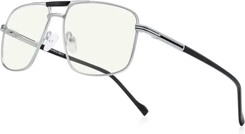 Vista 8 de Gafas de lectura para hombre, cuadrado, doble puente, bloqueo de luz azul, para lectura de computadora