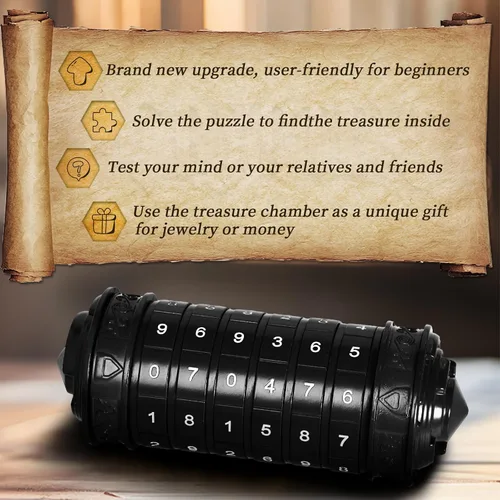Vista 5 de CoEjokno Da Vinci Code Numeric Cryptex Caja de Rompecabezas de Dinero para Regalo en Efectivo, Caja de Joyería con Compartimento Oculto, Regalo