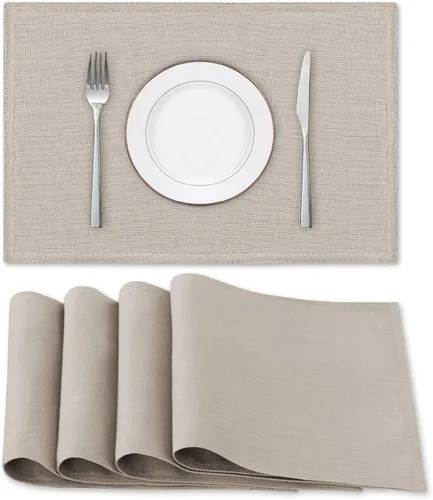 Vista 22 de H.VERSAILTEX Juego de 4 manteles individuales de lino de alta calidad para mesa de comedor, a prueba de derrames, impermeables, resistentes al