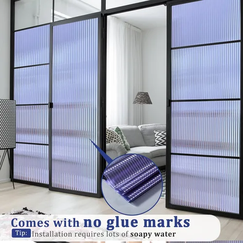 Vista 3 de Beautyhero - Película de privacidad para ventana, vidrio esmerilado con cañas, adherencia de vidrio 3D, cubiertas decorativas con bloqueo UV