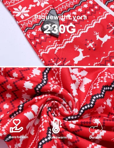 Vista 2 de Ekouaer Pijamas a juego para parejas con cremallera y capucha para adultos con bolsillos S-XXL