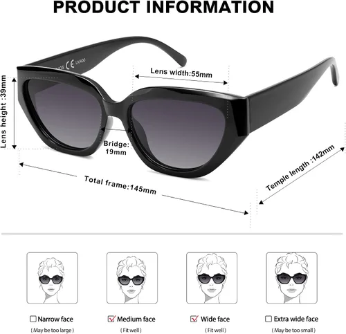 Vista 41 de SOJOS Gafas de sol polarizadas de ojo de gato lindo de moda para mujer Cateye SJ2237