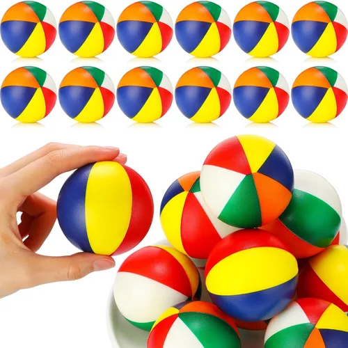 Vista 16 de Jerify - 24 mini bolas de estrés para playa de 2.5 pulgadas, espuma de arcoíris, recuerdos de fiesta Soft PU Foam Stress Relief, Colorful Toys for