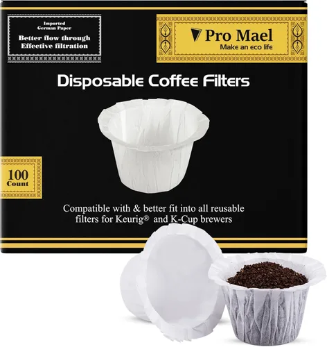 Vista 17 de Pro Mael Filtros desechables de taza K, papel de filtro de café para cafeteras Keurig de una sola porción 1.0 y 2.0, uso con cápsulas K Cup Natural