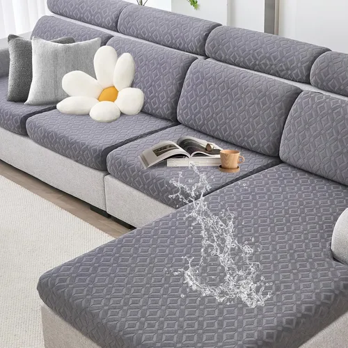 Vista 9 de Genina Fundas de cojín para sofá impermeables, fundas elásticas para sofá seccional, funda de cojín lavable, antideslizante, con parte inferior