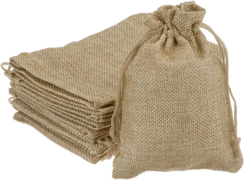 Vista 8 de HARFINGTON 10 bolsas pequeñas de arpillera con cordón, bolsa de regalo de 5 x 7 pulgadas, bolsas de joyería para regalos de fiesta de boda, regalos