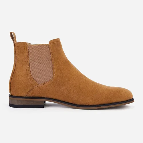 Vista 5 de Coutgo Botas Chelsea para hombre, botas de vestir cómodas de gamuza, botas de tobillo Chukka