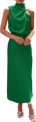 Vista 31 de PRETTYGARDEN Women's Summer Satin Maxi Cocktail Dress Verde militar