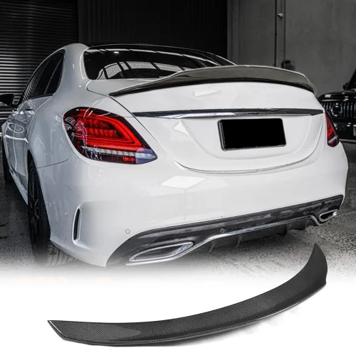 Vista 8 de Alerón de maletero compatible con Mercedes Clase C W205 Sedan 2015-2021, tapa trasera para maletero Highkick Wing Lip Factory Outlet (ABS)